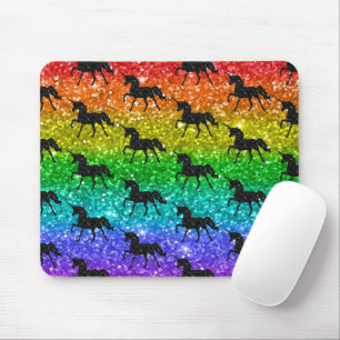Unicorn Silhoutte Rainbow Glitter LGBTQ Pride Mouse Pad