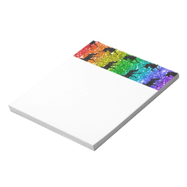 Unicorn Silhoutte Rainbow Glitter LGBTQ Pride Notepad (Rotated)