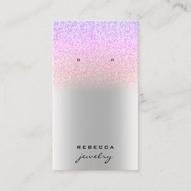 Unicorn Silver glitter earring display card (Front)