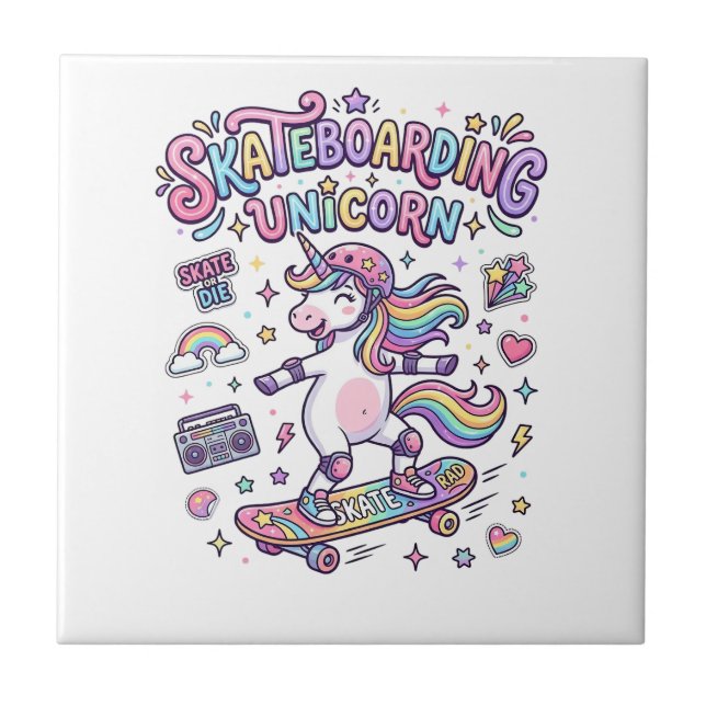 Unicorn Skateboarding Unicorn Bold Typography Shir Tile (Front)