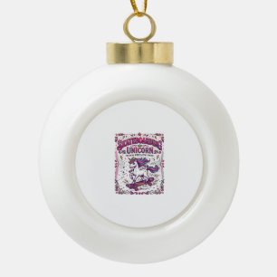 Unicorn Skateboarding Unicorn Stylish White Backgr Ceramic Ball Christmas Ornament