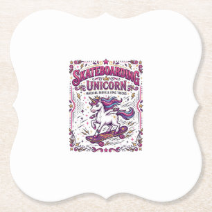 Unicorn Skateboarding Unicorn Stylish White Backgr Paper Coaster