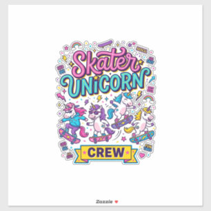 Unicorn Skater Unicorn Crew Retro Style Print on D