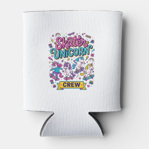 Unicorn Skater Unicorn Crew Retro Style Print on D Can Cooler