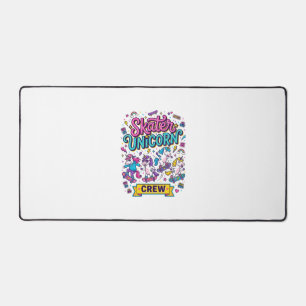 Unicorn Skater Unicorn Crew Retro Style Print on D Desk Mat