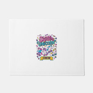 Unicorn Skater Unicorn Crew Retro Style Print on D Doormat