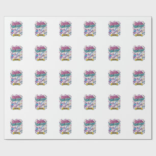 Unicorn Skater Unicorn Crew Retro Style Print on D Wrapping Paper