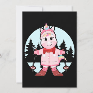 Unicorn skiing skiing skiers winter sports holiday invitation