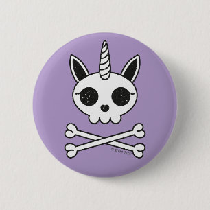 Unicorn Skull and Crossbones 6 Cm Round Badge
