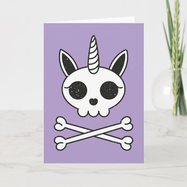 Unicorn Skull and Crossbones Card (Front)