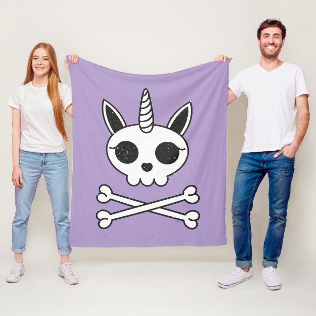 Unicorn Skull and Crossbones Fleece Blanket (In Situ)