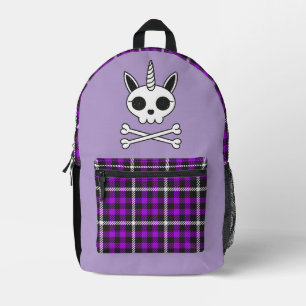 Unicorn Skull and Crossbones Printed Backpack
