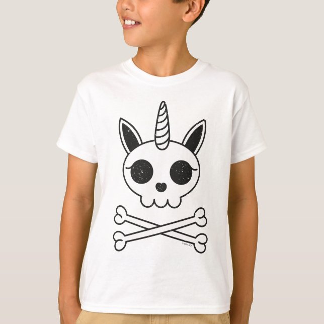 Unicorn Skull and Crossbones T-Shirt (Front)