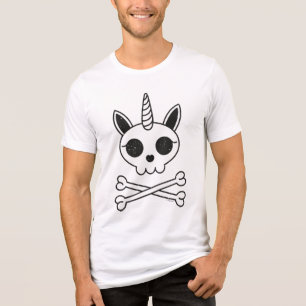 Unicorn Skull and Crossbones Tri-Blend Shirt