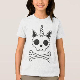 Unicorn Skull and Crossbones Tri-Blend Shirt