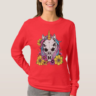Unicorn Skull Flowers Pastel Goth Soft Grunge Goth T-Shirt