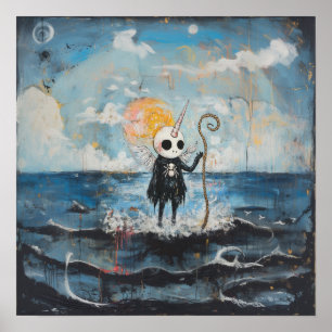 Unicorn Skull Magical Witchy AI Art Matte Value Poster