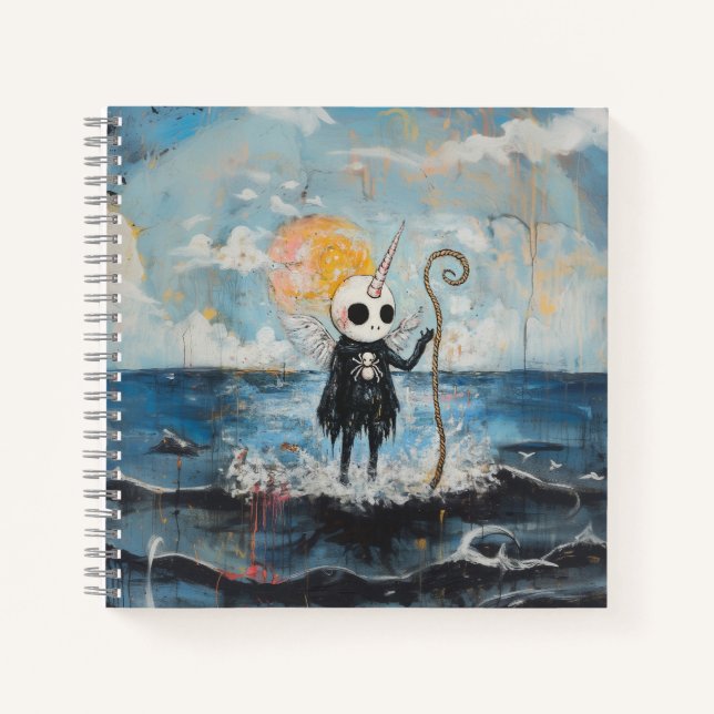Unicorn Skull Magical Witchy Goth Spider AI Art Notebook (Front)