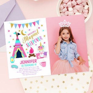 Unicorn Sleepover Party Birthday Invitation