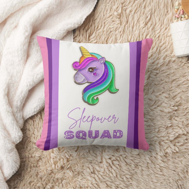 Unicorn Sleepover Squad pyjama party gift Cushion (Blanket)