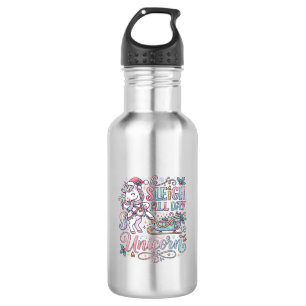 Unicorn Sleigh All Day Unicorn Adorable Sticker an 532 Ml Water Bottle