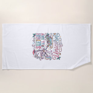 Unicorn Sleigh All Day Unicorn Adorable Sticker an Beach Towel