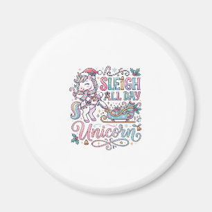 Unicorn Sleigh All Day Unicorn Adorable Sticker an Magnet