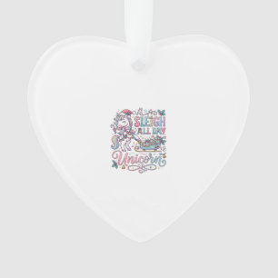 Unicorn Sleigh All Day Unicorn Adorable Sticker an Ornament