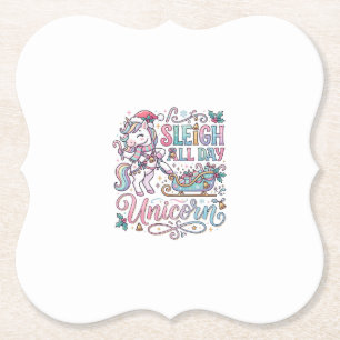 Unicorn Sleigh All Day Unicorn Adorable Sticker an Paper Coaster