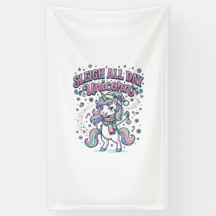 Unicorn Sleigh All Day Unicorn Charming Merch Desi Banner