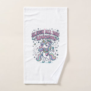 Unicorn Sleigh All Day Unicorn Charming Merch Desi Hand Towel