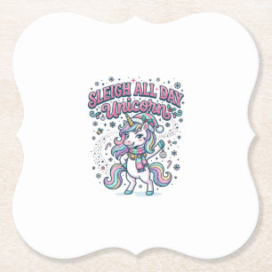 Unicorn Sleigh All Day Unicorn Charming Merch Desi Paper Coaster