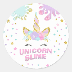 Unicorn Slime Party Favour Tag Sticker Slime Party