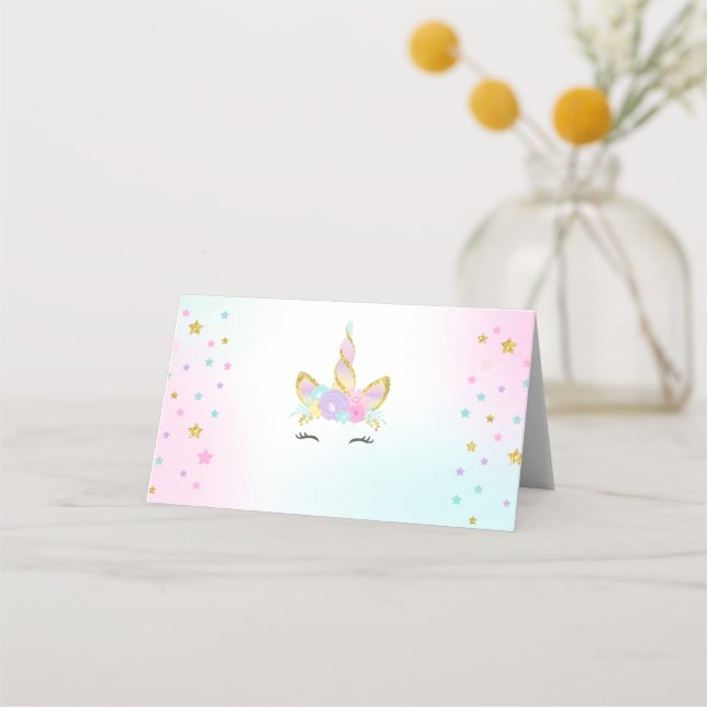 Unicorn Slime Place Card Mermaid Table Number (Front)