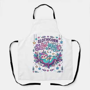 Unicorn Slothicorn Slow Magic Colourful Marketplac Apron