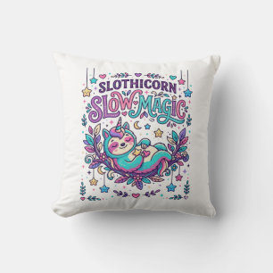 Unicorn Slothicorn Slow Magic Colourful Marketplac Cushion