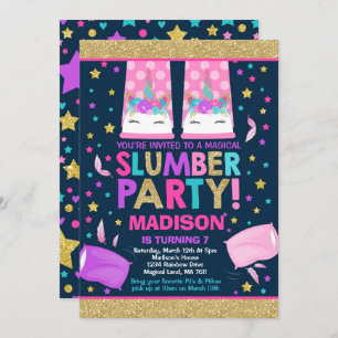 Unicorn Slumber Party Birthday Invitation