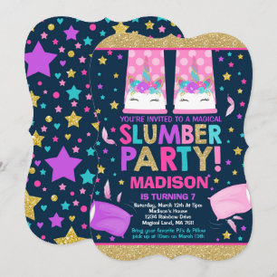 Unicorn Slumber Party Birthday Invitation