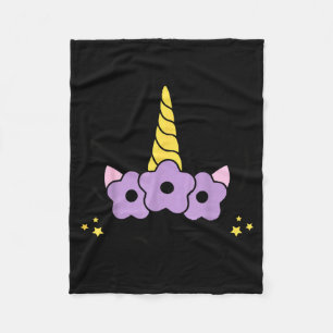 Unicorn Smile Eyelashes Kid Unicorns Flowers Wreat Fleece Blanket