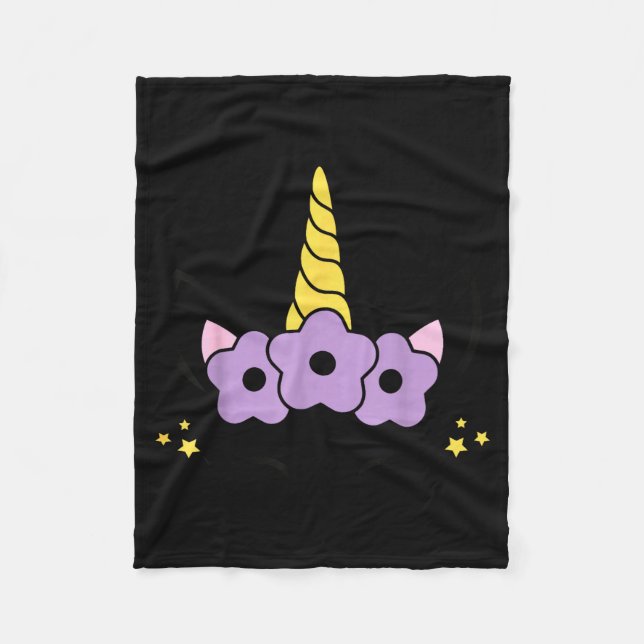Unicorn Smile Eyelashes Kid Unicorns Flowers Wreat Fleece Blanket (Front)
