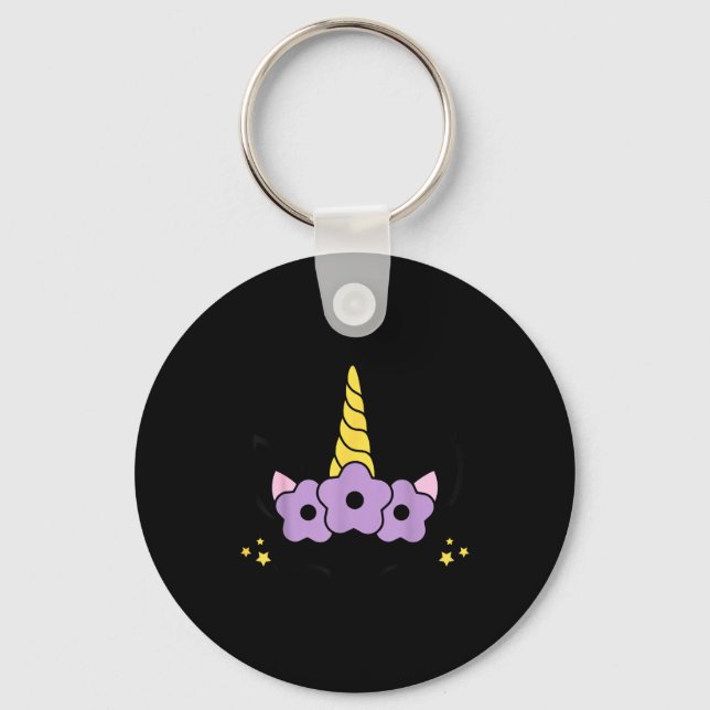 Unicorn Smile Eyelashes Kid Unicorns Flowers Wreat Key Ring (Front)