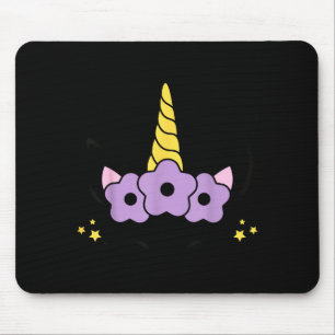 Unicorn Smile Eyelashes Kid Unicorns Flowers Wreat Mouse Pad