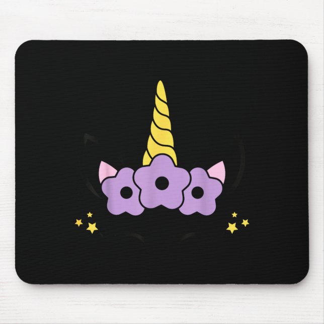 Unicorn Smile Eyelashes Kid Unicorns Flowers Wreat Mouse Pad (Front)