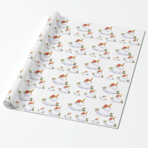 Unicorn Snowman Wrapping Paper