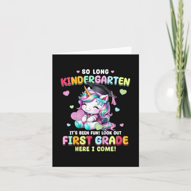 Unicorn So Long Kindergarten Graduation Last Day O Card (Front)