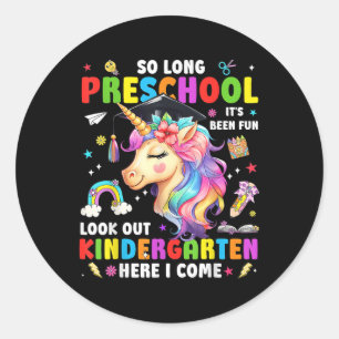 Unicorn So Long Pre K Graduation Kindergarten Here Classic Round Sticker