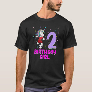 Unicorn Soccer 2nd Birthday Girl Love 2 Years Old T-Shirt