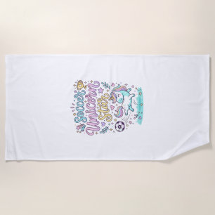 Unicorn Soccer Unicorn Star Cute Beach Towel