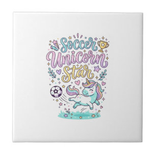 Unicorn Soccer Unicorn Star Cute Tile