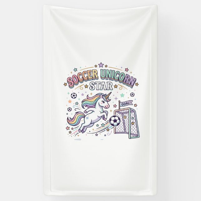 Unicorn Soccer Unicorn Star Funny Vector Design_1 Banner (Vertical)